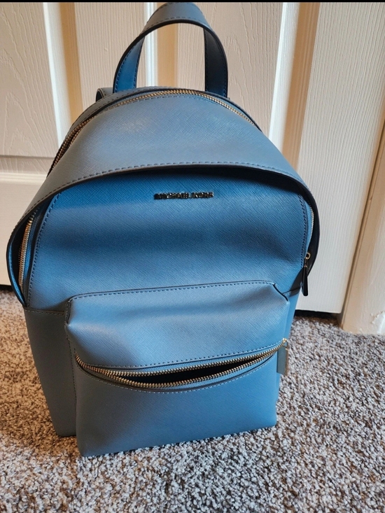 Michael Kors Powder Blue Saffiano Leather Backpack with Gold Hardware main image 6